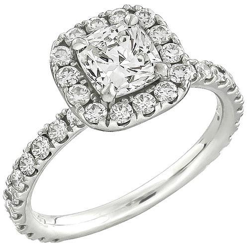 Vintage GIA Certified 1.00ct Cushion Modified Brilliant Cut Diamond Platinum Engagement Ring 