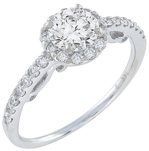 Round Brilliant Cut Diamond 14k White Gold Engagement Ring