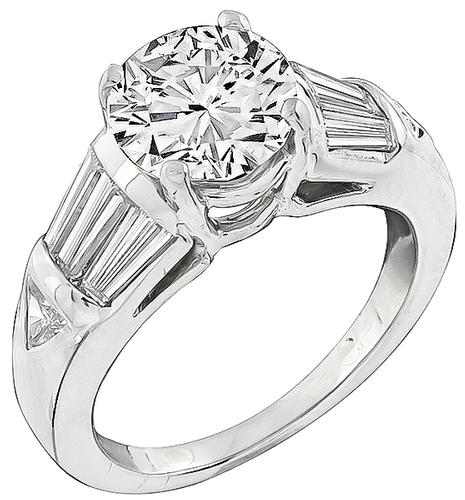 Round Brilliant Cut Diamond Platinum Engagement Ring 