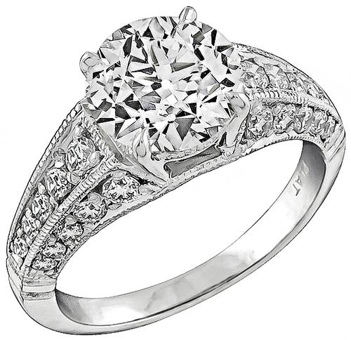 Old European Cut Diamond Platinum Engagement Ring