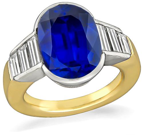 Cushion Cut Ceylon Sapphire 18k Gold Engagement Ring
