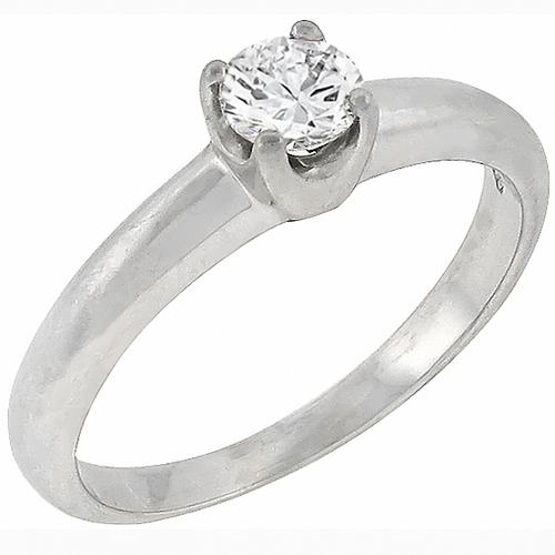 Estate  0.25ct Round Cut  Diamond Solitaire 18k White Gold Engagement Ring By H Stern