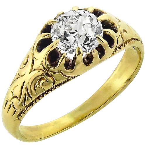 Antique GIA 0.73ct Diamond Gold Ring