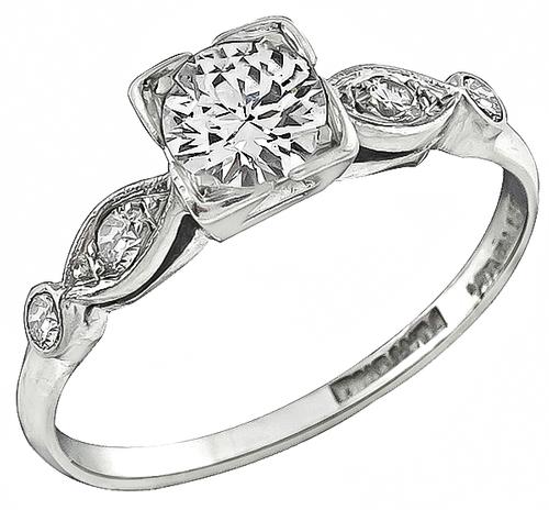 1920s Round Cut Diamond Platinum Engagement Ring
