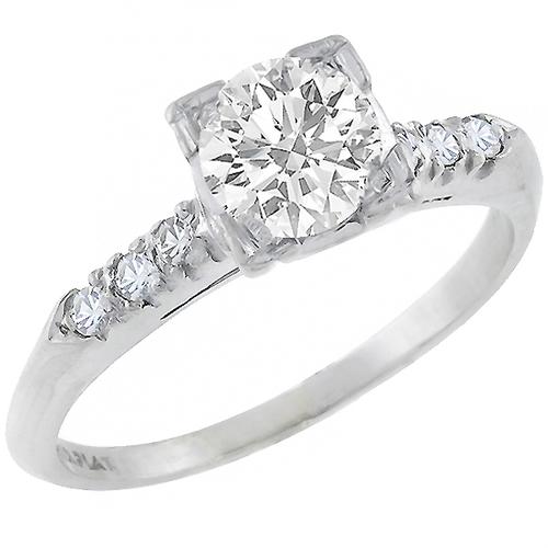 Estate 0.64ct Round Brilliant Diamond Platinum Engagement Ring