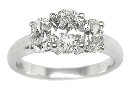Estate Oval Diamond Ring in 14K White Gold