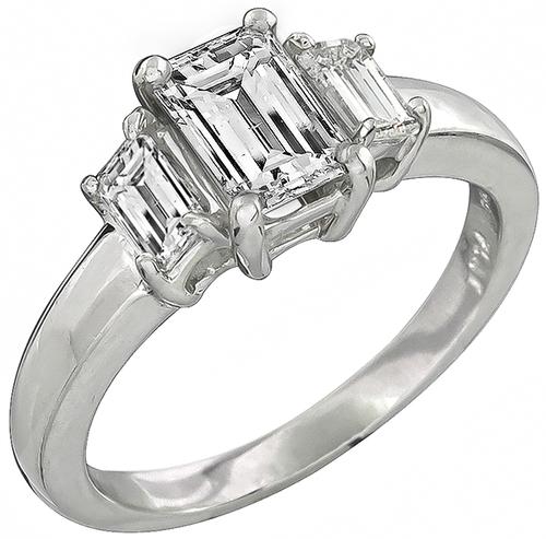 EGL Certified Emerald Cut Diamond Platinum Engagement Ring