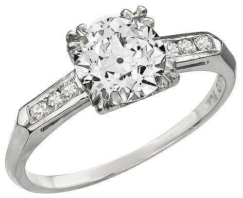 1920s EGL Certified Old European Cut Diamond Platinum Engagement Ring