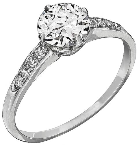 GIA Certified Round Brilliant Cut Diamond Platinum Engagement Ring
