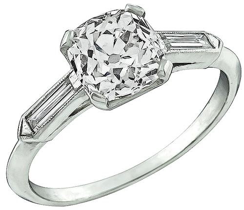 1920s Old Mine Brilliant Cut Diamond Platinum Engagement Ring