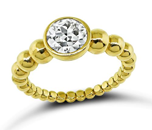 Old European Cut Diamond 18k Yellow Gold Engagement Ring