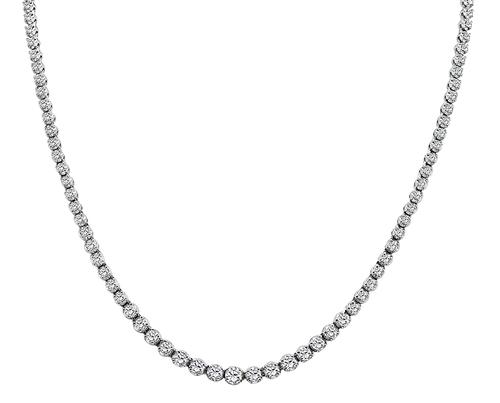 Round Cut Diamond Platinum Necklace