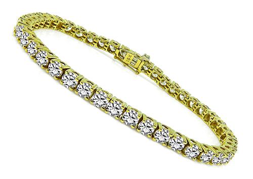 Round Cut Diamond 18k Yellow Gold Bracelet