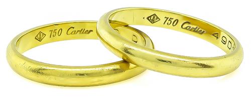 18k Yellow Gold Wedding Band Set by Cartier