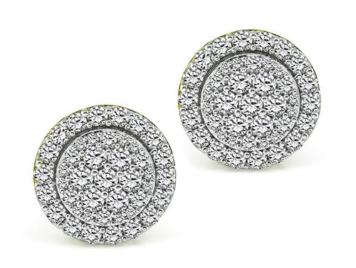 Round Cut Diamond 14k Yellow and White Gold Studs Earrings