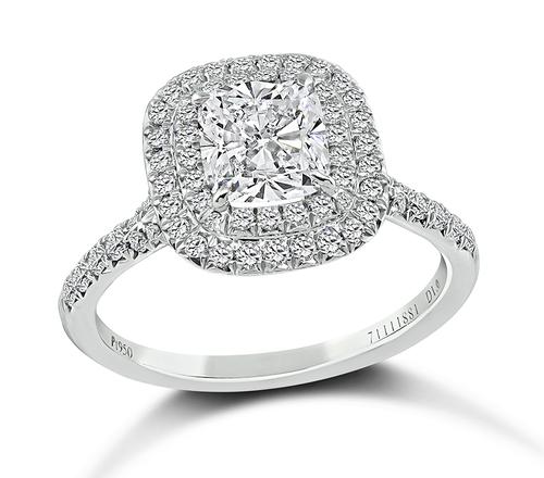 Cushion Cut Diamond Platinum Engagement Ring by Tiffany & Co