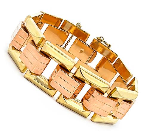 Retro Two Tone 18k Yellow and Rose Gold Bracelet