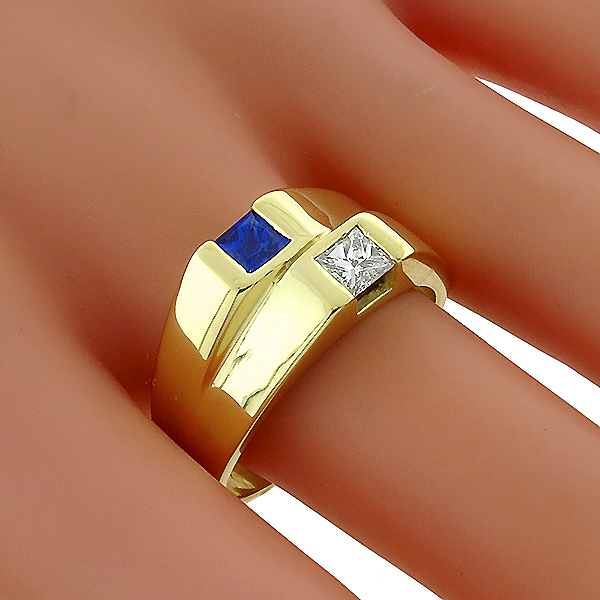  sapphire diamond 18k yellow gold ring 1
