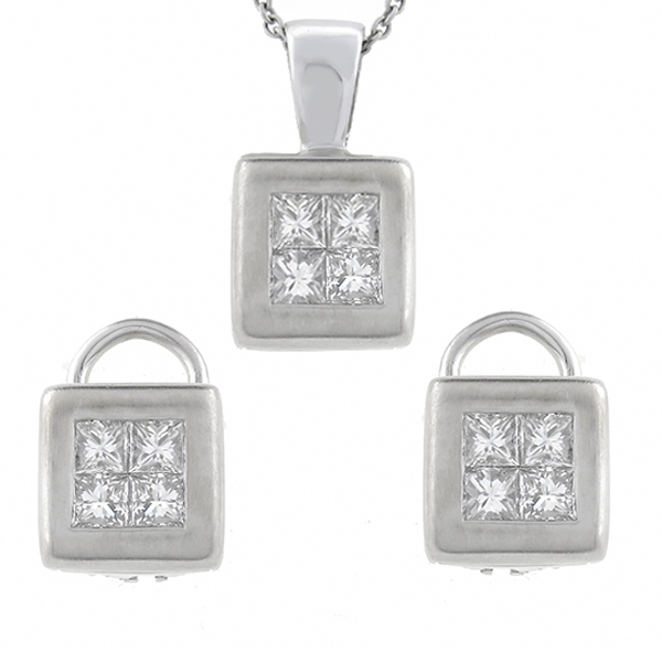 diamond 14k  white gold jewelry set 1