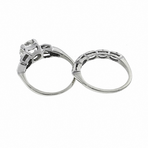 diamond 14k white gold engagement ring and wedding band set 1