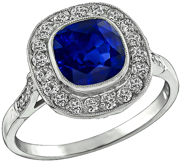 3.12ct Sapphire 0.80ct Diamond Engagement Ring Photo 1