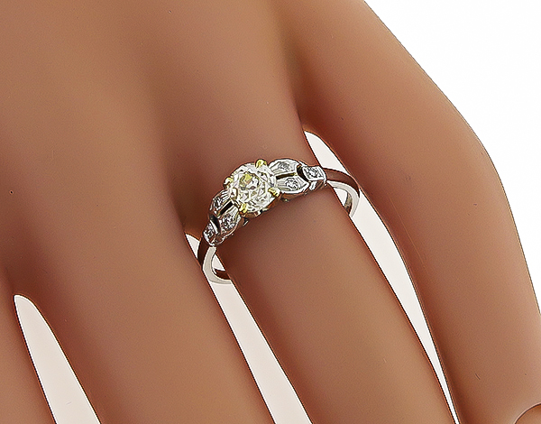 Antique 0.69ct Light Fancy Yellow Diamond Engagement Ring