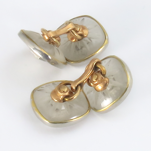 antique 14k yellow and white gold  cufflinks 1