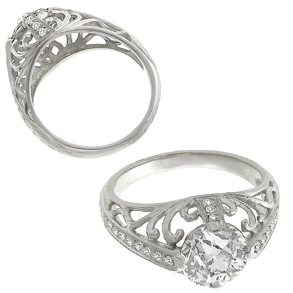 antique diamond platinum engagement ring 1