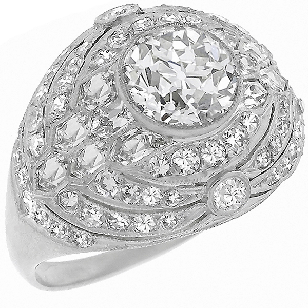 art deco  platinum diamond engagement ring 1