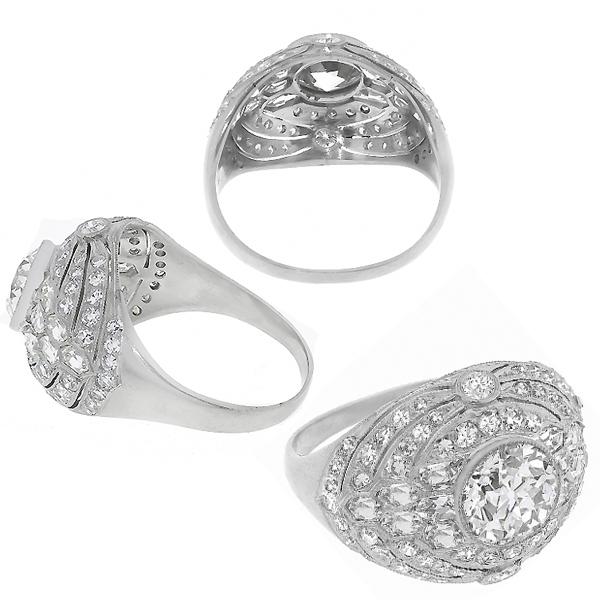 art deco  platinum diamond engagement ring 1