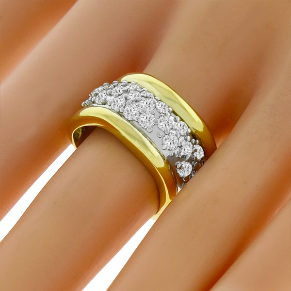 Estate 2.00ct Round Cut Diamond 18k Yellow And White Gold Ring