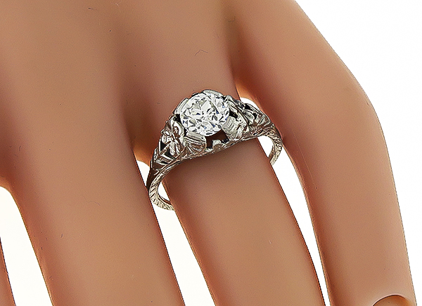 Edwardian GIA Certified 1.19ct Diamond Engagement Ring
