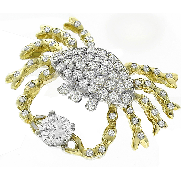 Diamond Gold Crab Pin