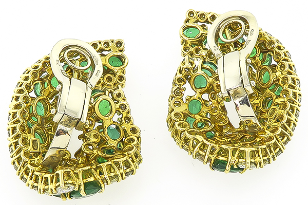 Estate 12.00ct Emerald 6.00ct Diamond Earrings