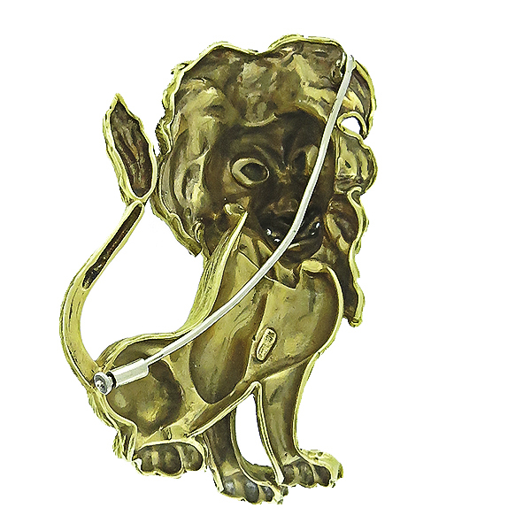 Diamond Enamel Gold Lion Pin