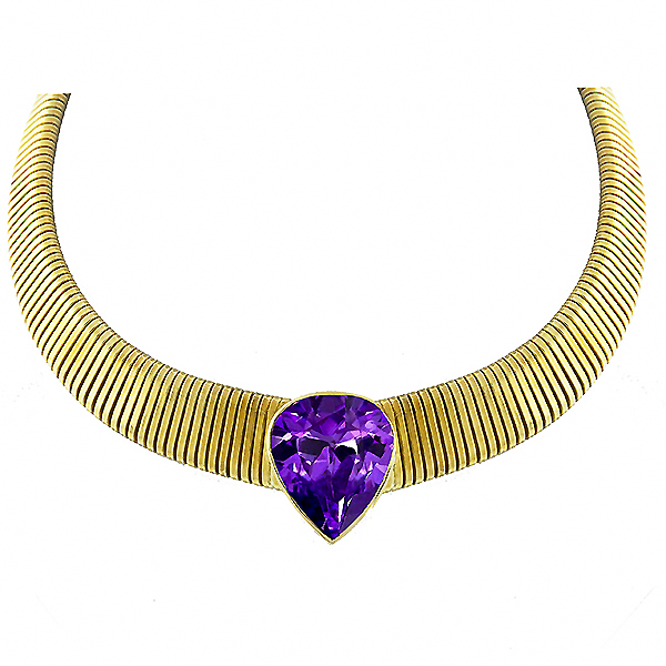 amethyst 18k yellow gold necklace  1