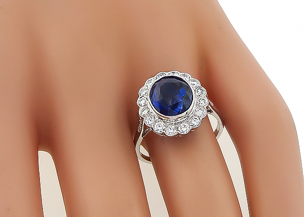 Estate 3.00ct Sapphire 0.50ct Diamond Ring