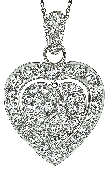 Estate 3.75ct Diamond Heart Pendant