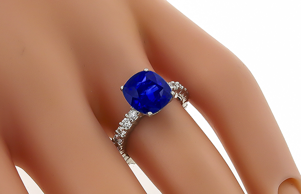 Estate 3.78ct Sapphire 1.00ct Diamond Engagement Ring Photo 1