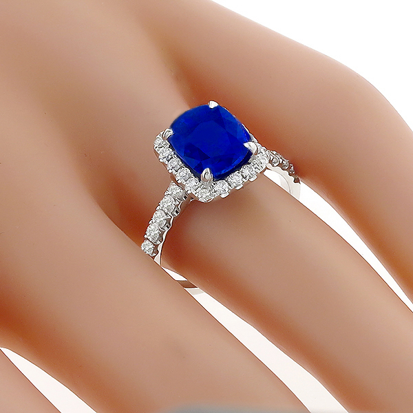 18k white gold sapphire and diamond engagement ring 1
