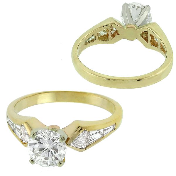 14k yellow and white  gold diamond engagement ring 1