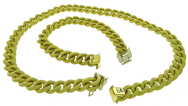 Estate Gold Necklace and Bracelet Set Photo 1
