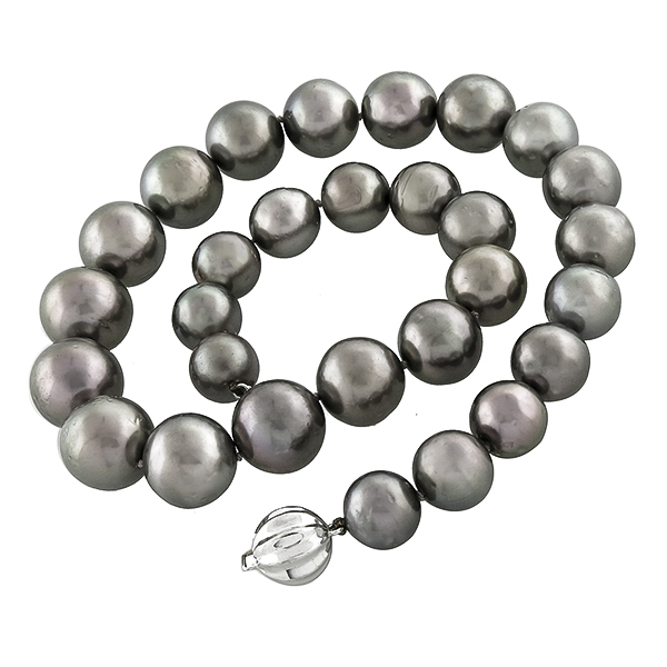 Estate  South Sea Pearl  Gold  Ball Clasp Necklace