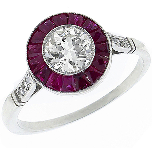  diamond ruby platinum engagement ring 1