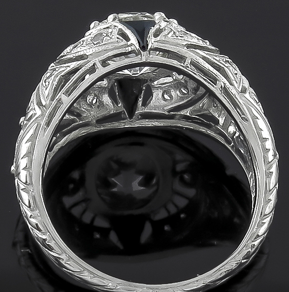 GIA Certified 1.89ct Diamond Onyx Engagement Ring Photo 1