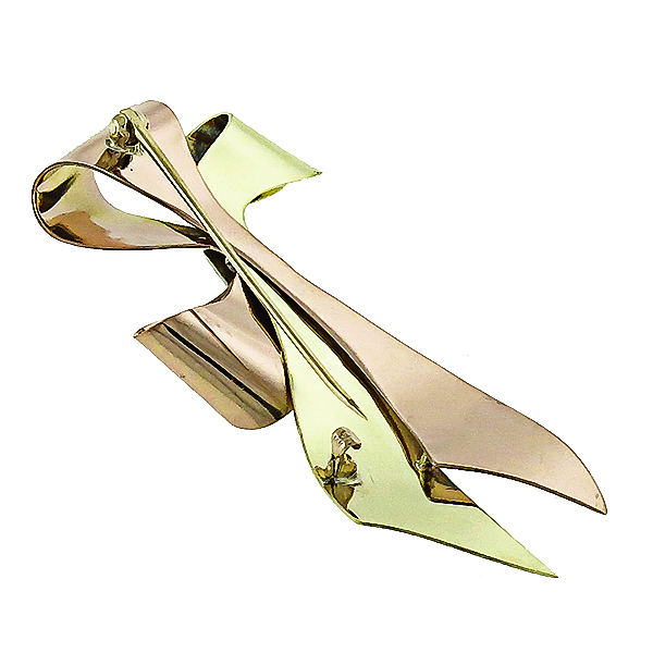 Diamond 2 Tone Gold Bow Pin