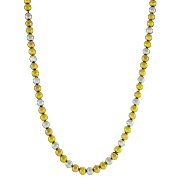 Estate Three Tone Gold Beads Necklace  | Israel Rose