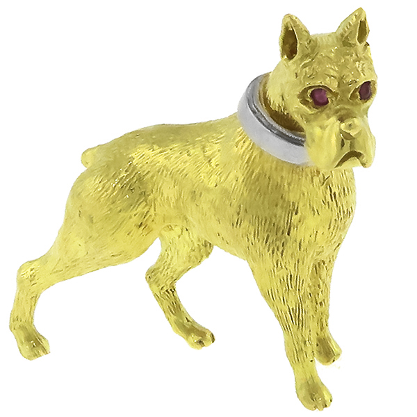 Ruby Gold Boxer Dog Pin 