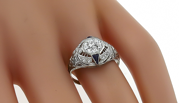 Vintage GIA Certified 0.79ct Diamond Engagement Ring Photo 1