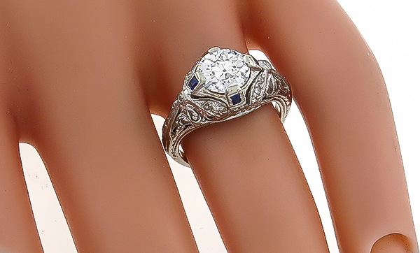 Vintage GIA Certified 1.05ct Diamond Engagement Ring Photo 1